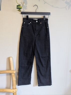 Madewell Slim Wide Leg Crop Black Jeans